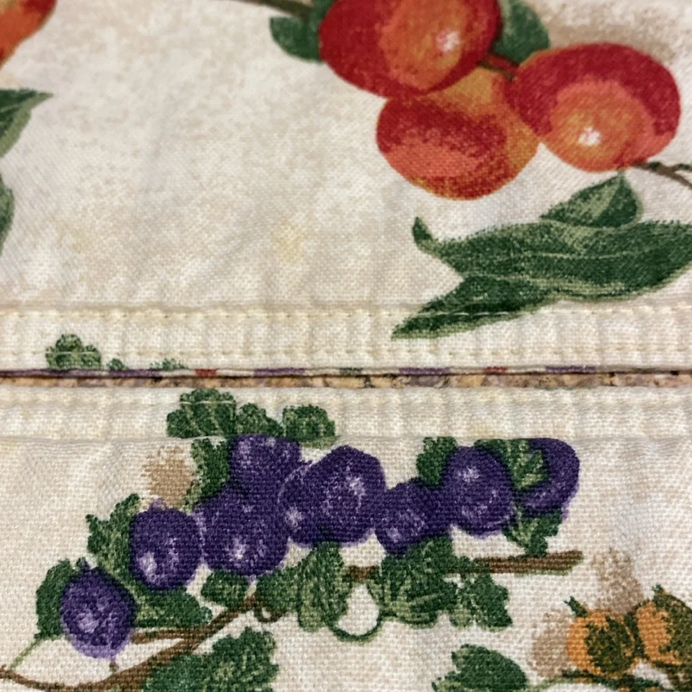 Longaberger 4 Placemats Fruit Medley and Blueberry Plaid USED WITH FADING/STAINS